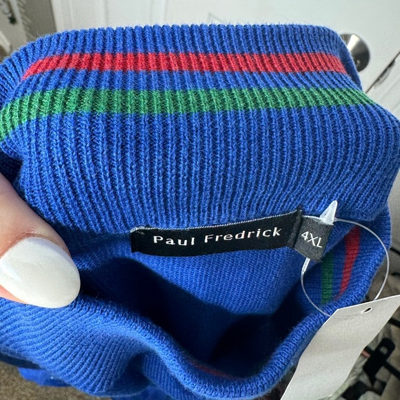 PAUL FREDRICK NWT mens blue supima cotton sweater 4xl - Picture 5 of 8